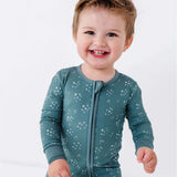 Starlit Sky | Bamboo One Piece Zip Pajama | An ultra-soft bamboo zip romper with an adorable star print, designed for comfort, breathability, and effortless diaper changes. Key Features: 🌱 Made from premium bamboo fabric – naturally soft and breathable �