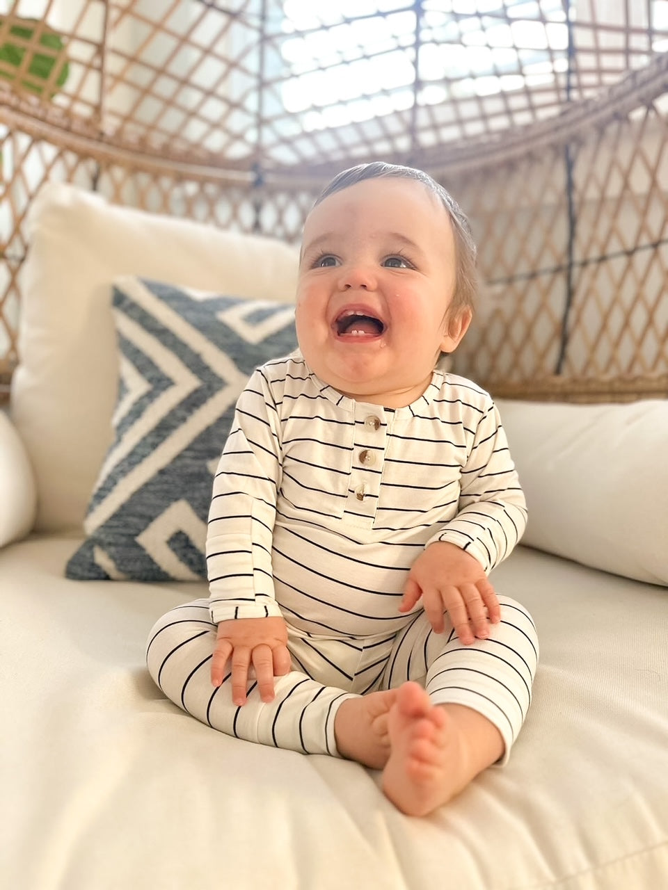 Riley Outfit and Hat Set | Black Stripes | Milk & Baby