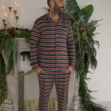 Holiday Stripe | Men's Bamboo Button Up Lounge Set
