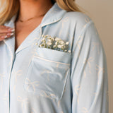 Blue Bows | Women's Bamboo Button Up Lounge Set