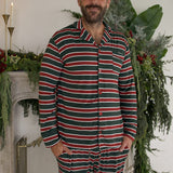 Holiday Stripe | Men's Bamboo Button Up Lounge Set