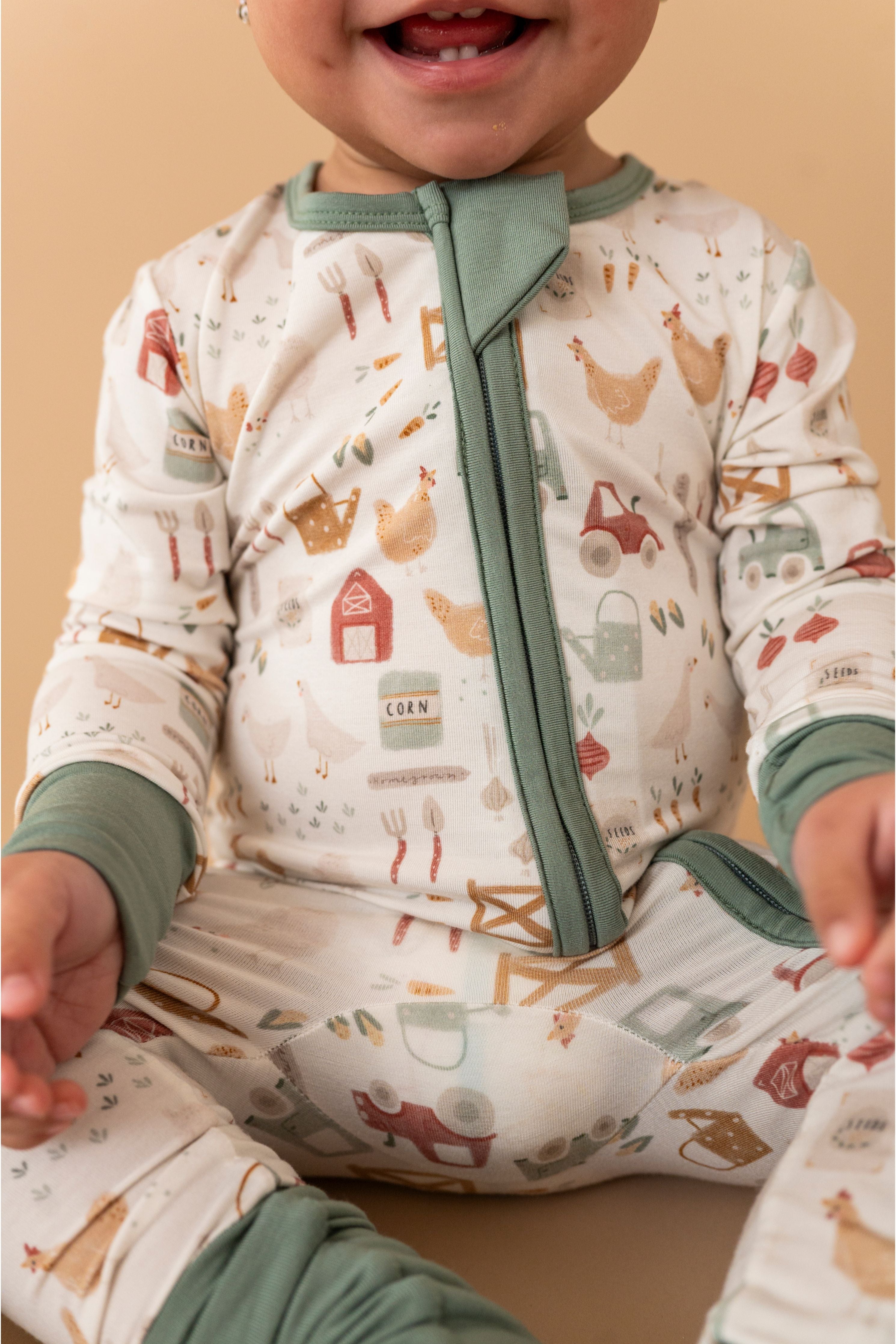Farm Fresh | Bamboo One Piece Zip Pajama