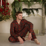 Christmas Plaid | Men's Bamboo Button Up Lounge Set