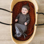 Charcoal Organic Ribbed Newborn Knot Hat | Milk & Baby
