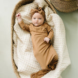 Mustard Bamboo Knot Gown | Newborn Gown - Milk & Baby