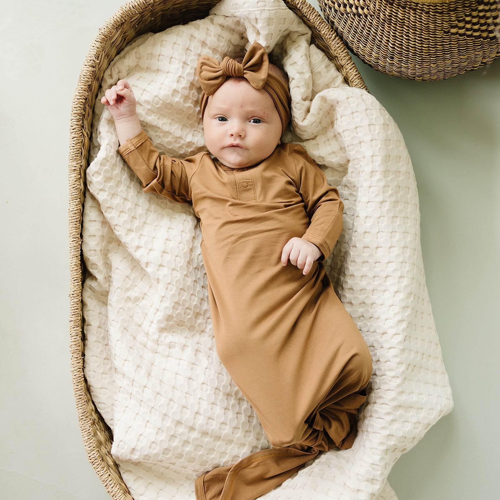 Mustard Bamboo Knot Gown | Milk & Baby