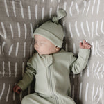 Sage Organic Ribbed Newborn Knot Hat | Milk & Baby