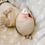 Oatmeal Organic Ribbed Newborn Knot Hat | Milk & Baby