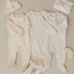 Vanilla Organic Cotton Ribbed Knot Gown | Milk & Baby