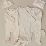 Vanilla Organic Cotton Ribbed Knot Gown | Milk & Baby