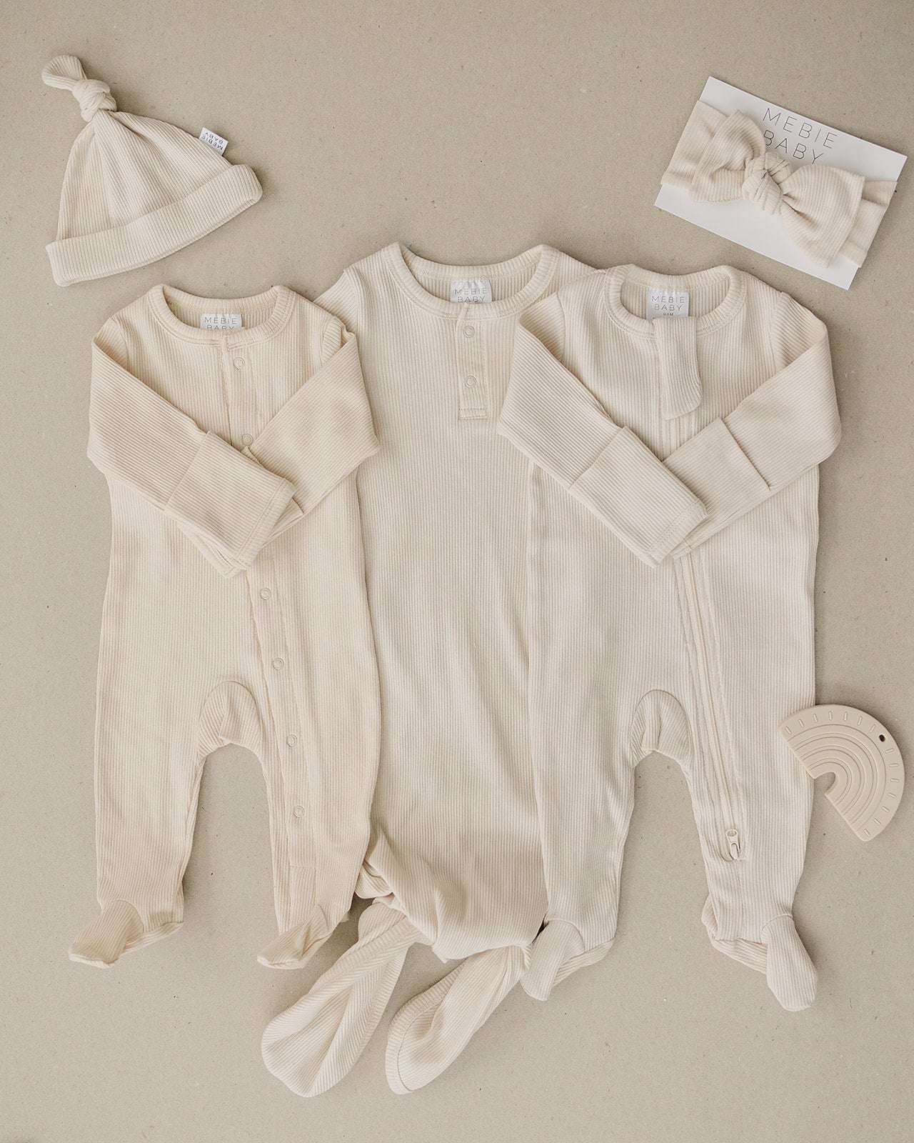 Vanilla Organic Cotton Ribbed Knot Gown | Milk & Baby