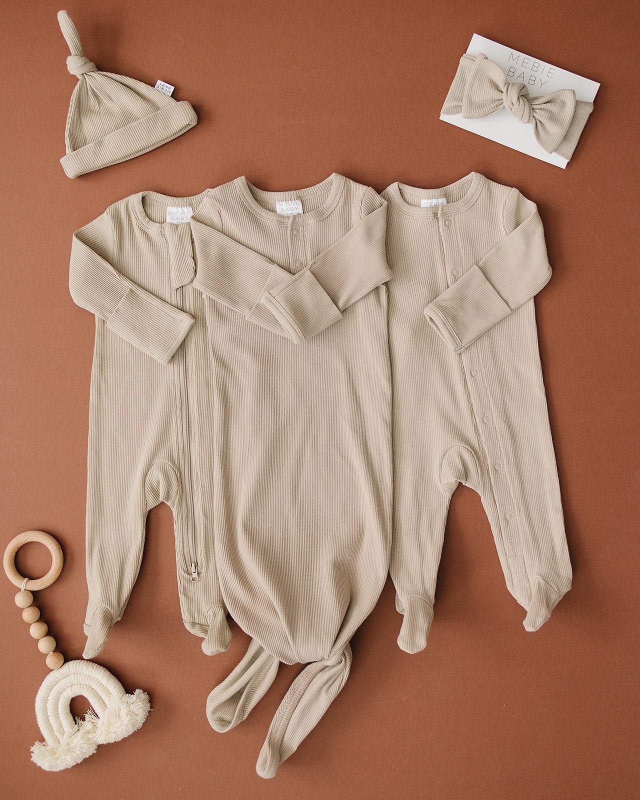 Oatmeal Organic Cotton Ribbed Zipper | Milk & Baby