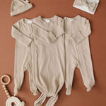 Oatmeal Organic Cotton Ribbed Baby Gown | Milk & Baby
