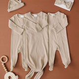 Oatmeal Organic Cotton Ribbed Baby Gown | Milk & Baby