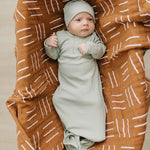 Sage Organic Ribbed Newborn Knot Hat | Milk & Baby