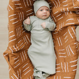 Sage Organic Ribbed Newborn Knot Hat | Milk & Baby