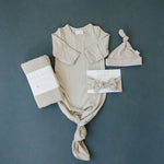 Oatmeal Bamboo Knot Gown | Milk & Baby