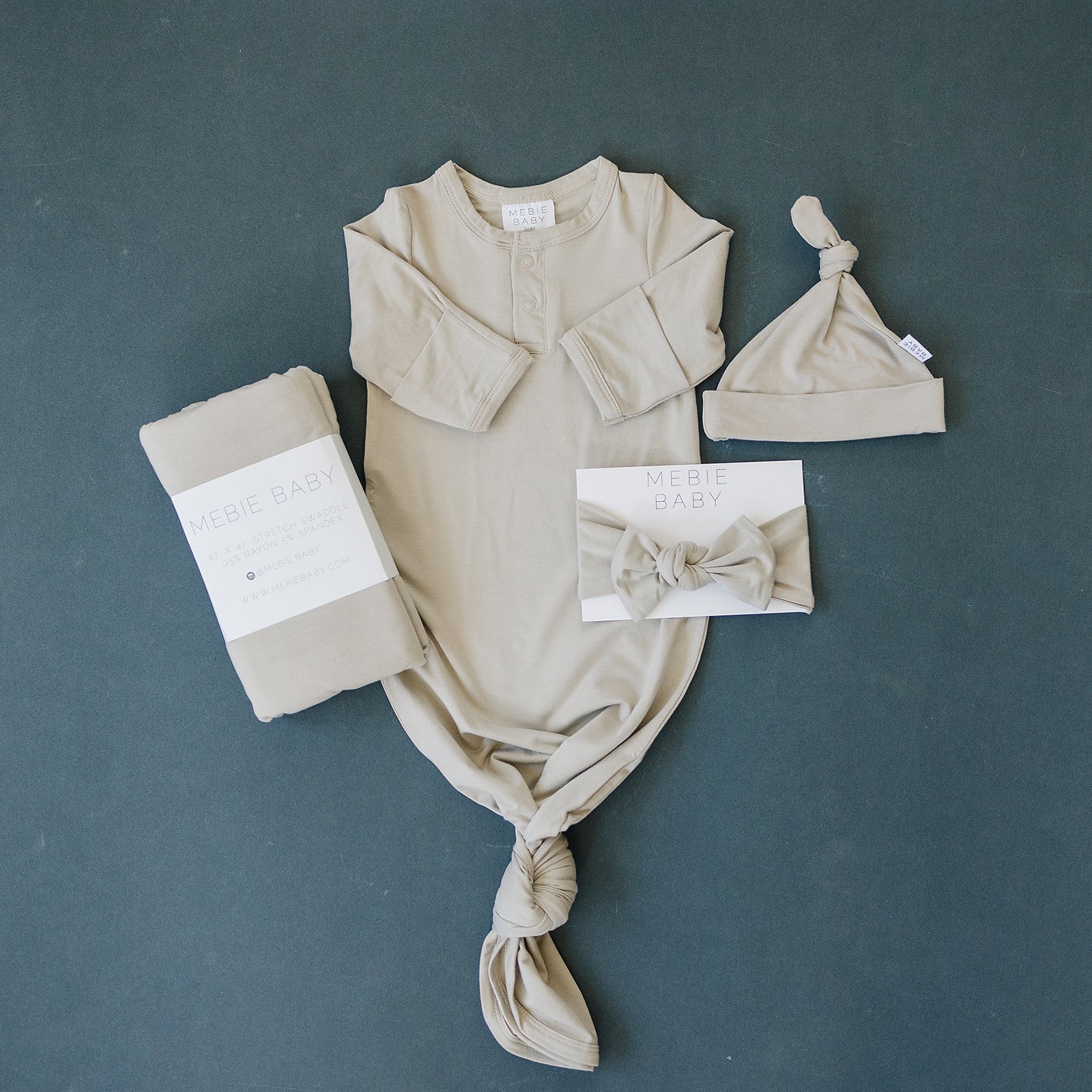 Oatmeal Bamboo Knot Gown | Milk & Baby