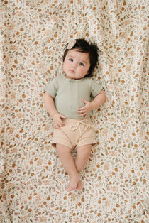 Sage Organic Cotton Ribbed Snap Bodysuit | Milk & Baby