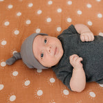 Grey Organic Ribbed Newborn Knot Hat | Milk & Baby