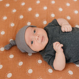 Grey Organic Ribbed Newborn Knot Hat | Milk & Baby