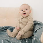Oatmeal Organic Cotton Ribbed Zipper | Milk & Baby