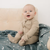 Oatmeal Organic Cotton Ribbed Zipper | Milk & Baby