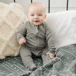 Grey Organic Cotton Ribbed Zipper | Milk & Baby