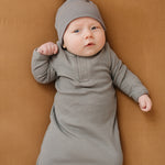 Grey Organic Ribbed Newborn Knot Hat | Milk & Baby