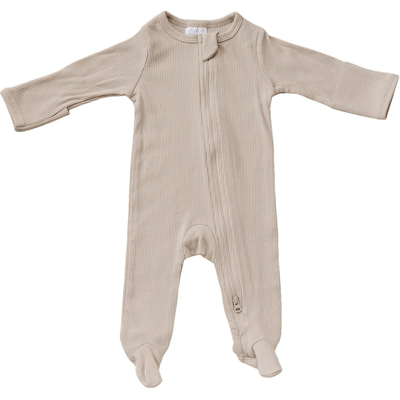 Oatmeal Organic Cotton Ribbed Zipper | Milk & Baby