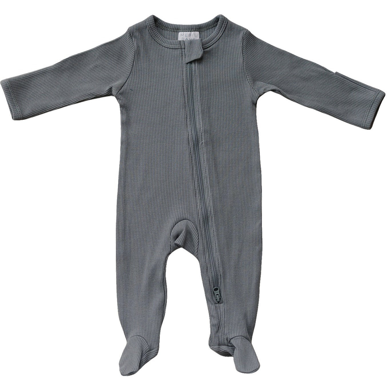 Grey Organic Cotton Ribbed Zipper | Milk & Baby