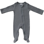 Grey Organic Cotton Ribbed Zipper | Milk & Baby