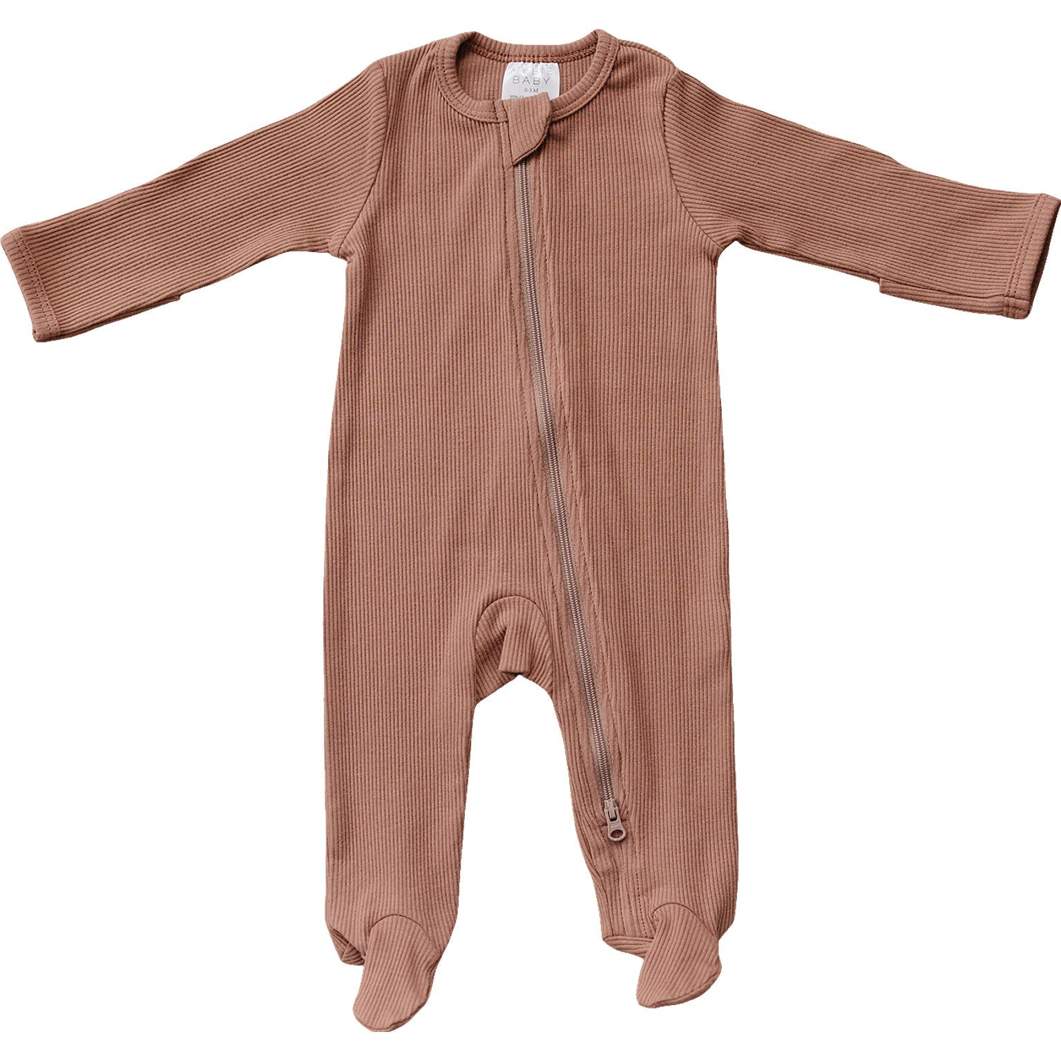 Dusty Rose Organic Cotton Ribbed Zipper | Milk & Baby
