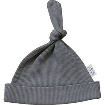 Grey Organic Ribbed Newborn Knot Hat | Milk & Baby