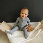 Grey Organic Cotton Ribbed Zipper | Milk & Baby