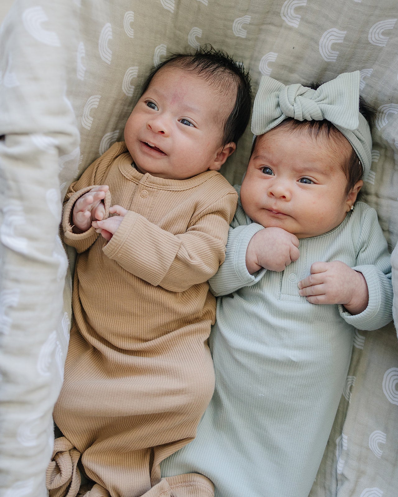 Sage Organic Cotton Ribbed Knot Gown | Milk & Baby