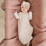 Vanilla Organic Cotton Ribbed Knot Gown | Milk & Baby