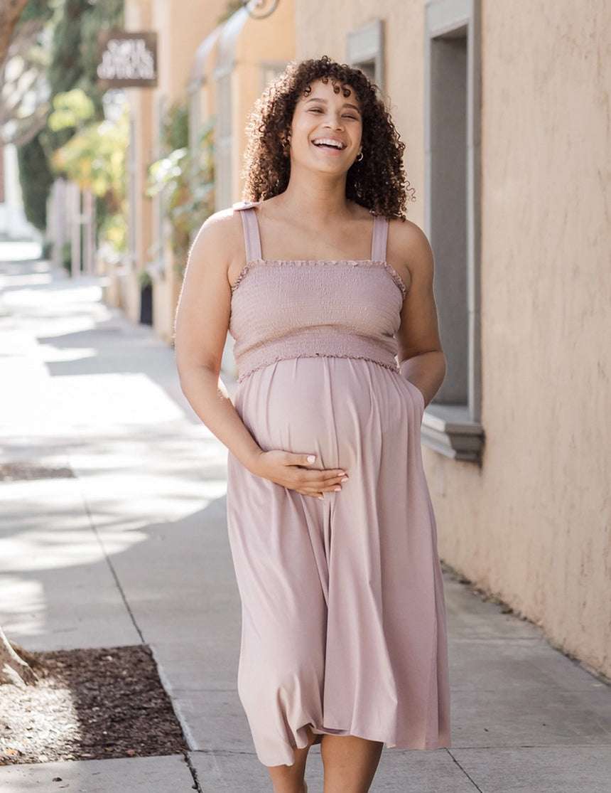 Sienna Smocked Nursing & Maternity Dress Milk & Baby