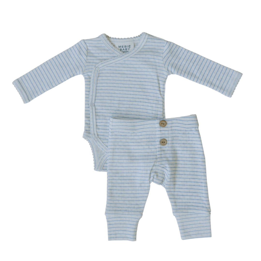 Blue Stripe Pointelle Layette Set | Milk & Baby