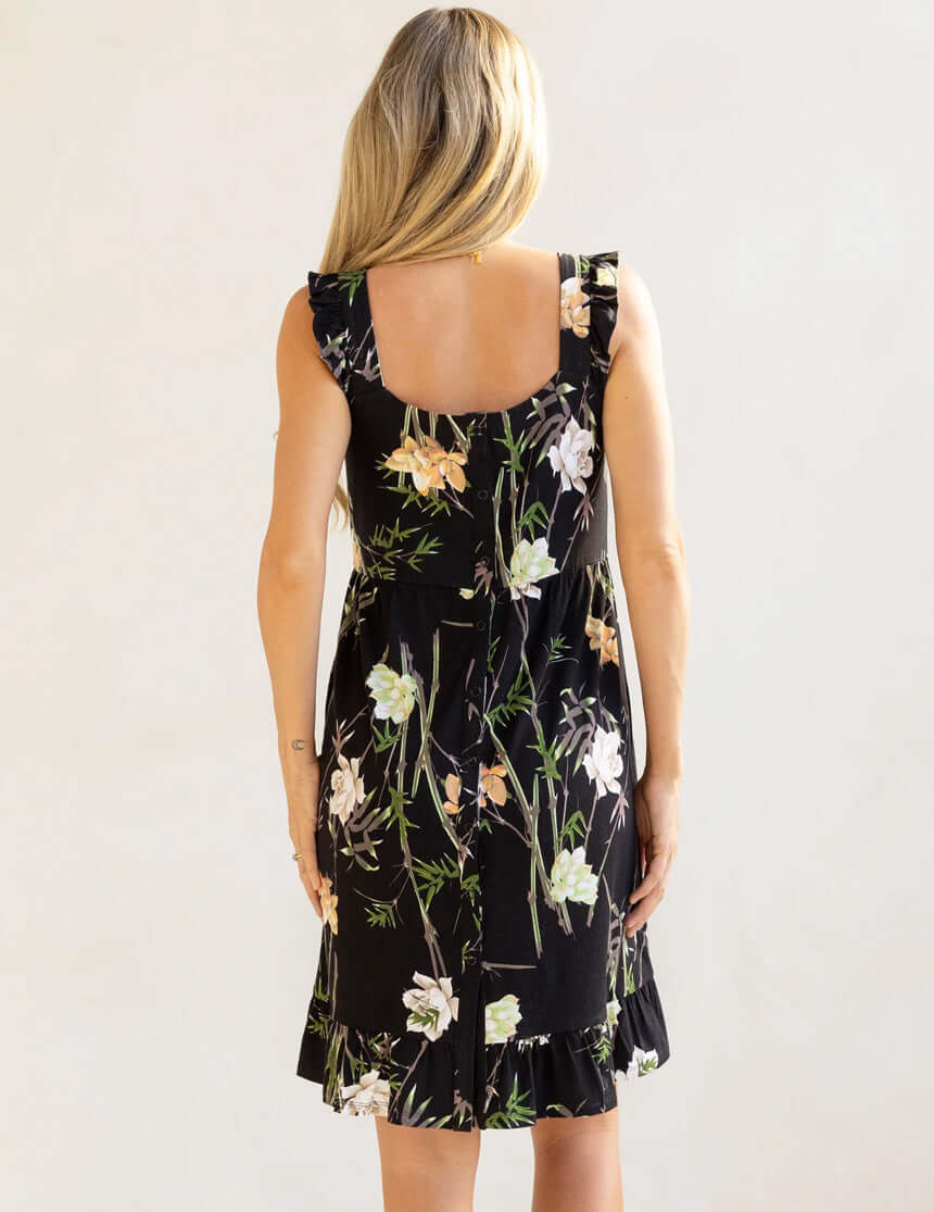 Grace Labor & Nursing Nightgown | Black Floral | Milk & Baby