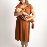 Mommy & Baby Knotted Gown Hospital Bundle | Saddle | Milk & Baby
