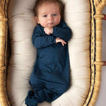 Navy Knotted Newborn Gown | Milk & Baby