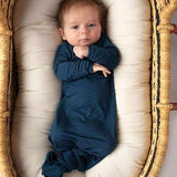 Navy Knotted Newborn Gown | Milk & Baby