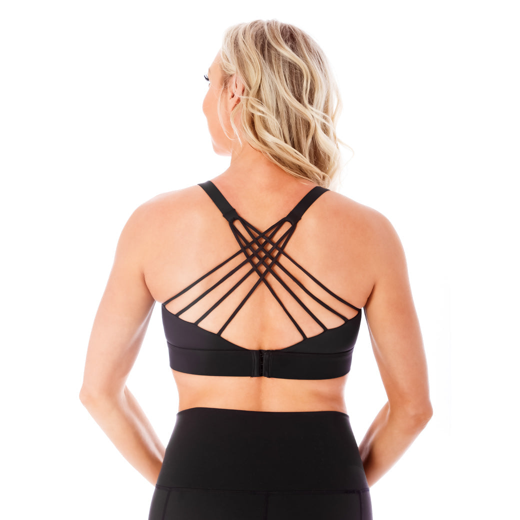 Strappy Back 2.0 Nursing Sports Bra Black back