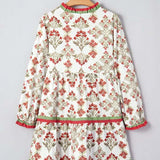 Floral Contrast Trim Frilled Neck Dress | Milk & Baby