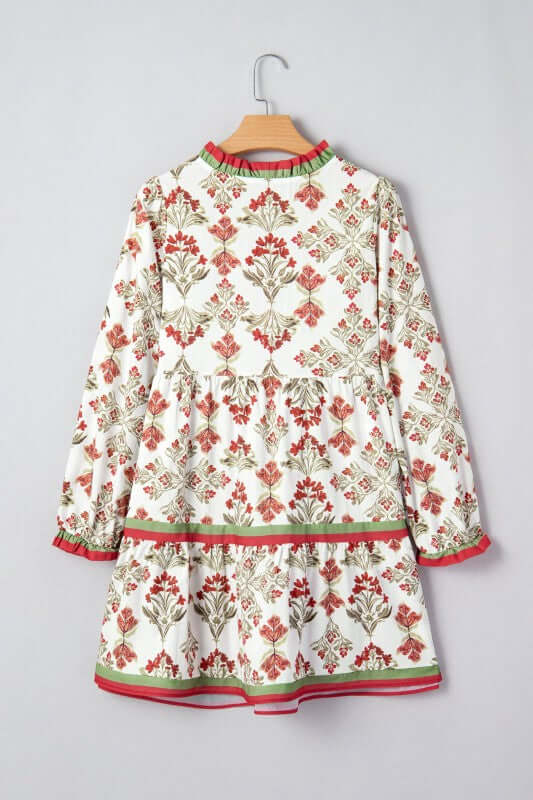 Floral Contrast Trim Frilled Neck Dress | Milk & Baby