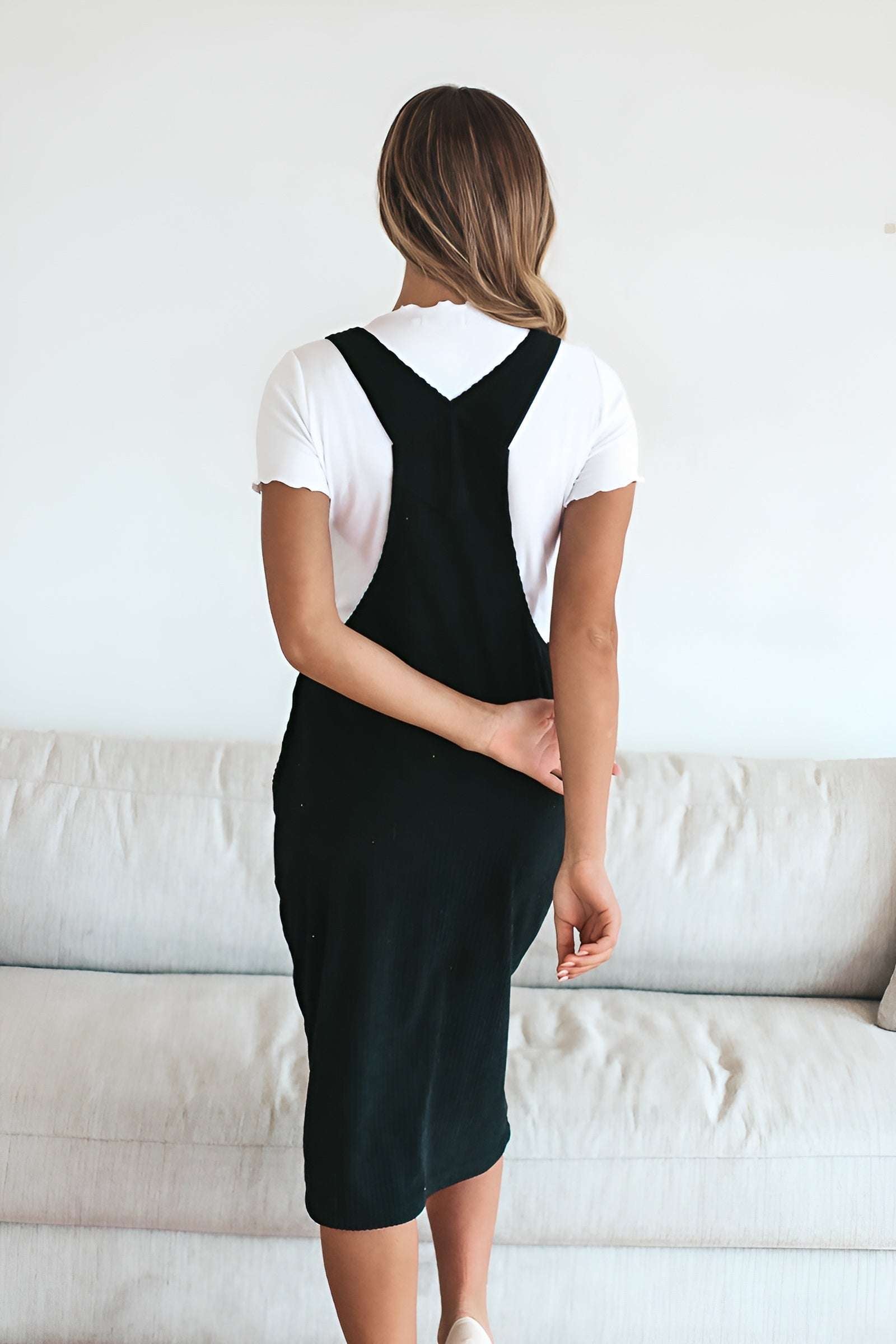Patty Overall Dress in Black | Nursing Friendly Milk & Baby
