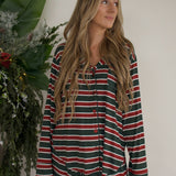 Holiday Stripe | Women's Bamboo Button Up Lounge Set