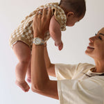 Latte Check | Knit Romper | Milk & Baby