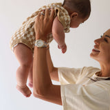 Latte Check | Knit Romper | Milk & Baby